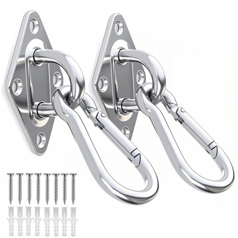 OHIYO 2PCS M10 Stainless Steel Pad Eye Hooks+2PCS M10 Snap Hooks  Heavy Duty Hammock for Hanging  1300lbs Capacity for Swing Set  Plant Hanger  Outdoor Lights - Image 1